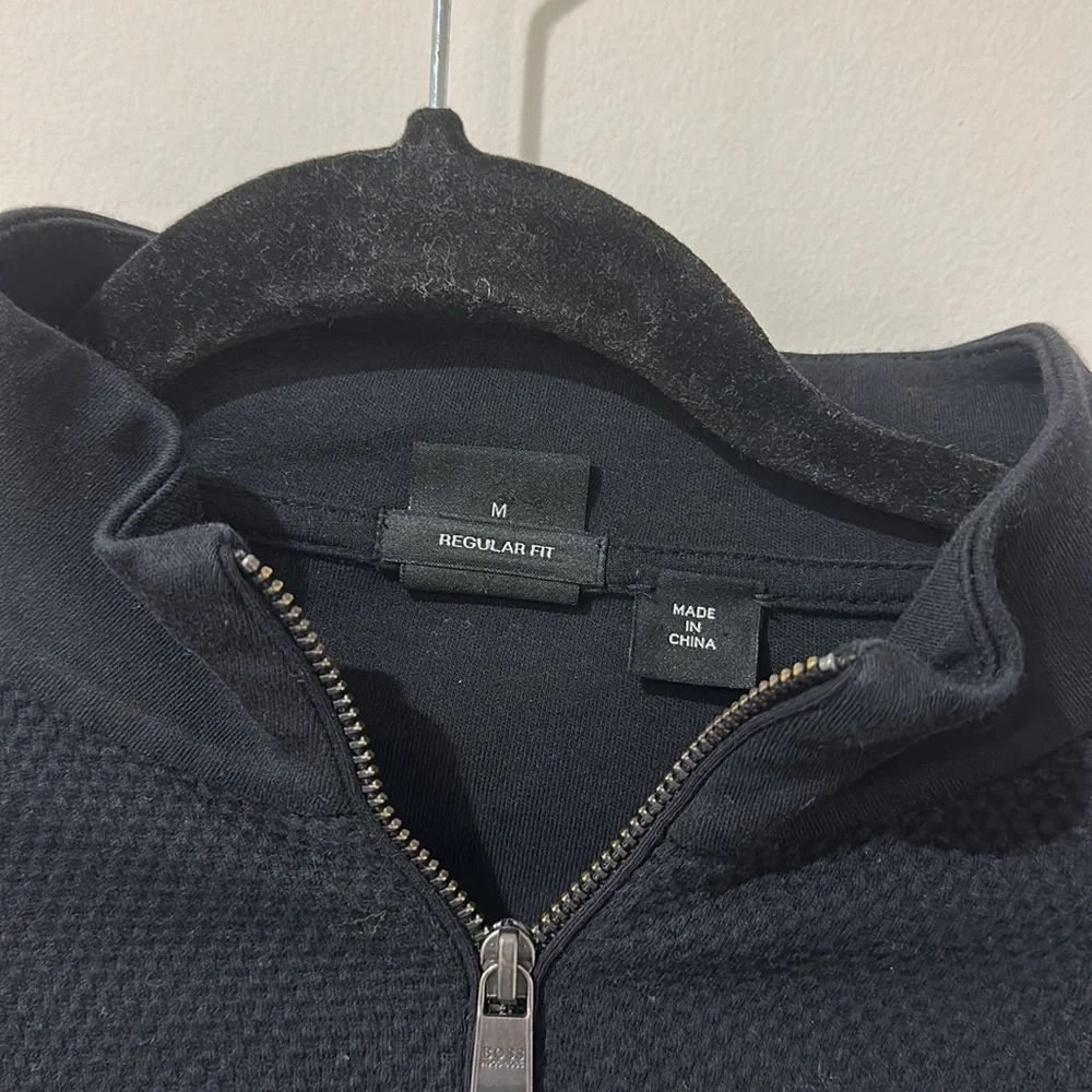 • Boss • Men’s Sidney 10 Quarter Zip Pullover Sweatshirt Navy Blue Medium - Picture 3 of 5